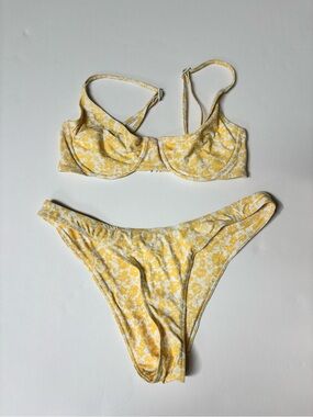 Stone Fox Swim - Yellow Floral Two-Piece Bikini Set